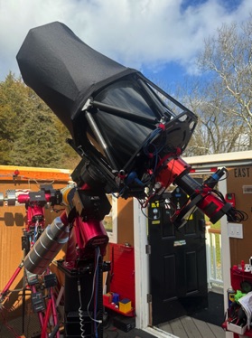 14" GSO RC with Moonlite WR25 focuser/rotator, ZWO 7-pos FW with Chroma 3nm filters and a ZWO ASI6200MM Pro camera.  On my pier mounted Paramount MX+ mount. (Current MX-1)