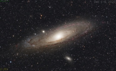 M31  Dec 1-8, 2020  1 hour Ha, 1 hour R, 1 hour G, 1 hour B processed in Pixinsight. ASI294MM Pro w/ Antila 3.5nm filters on FSQ85/MX+ 
0.73x @f/3.8