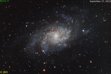 M33  9/27/19  63x300sec subs, total time 5.25 hours @ f/6.6  ZWO ASI1600 on Orion 104mm EON / CGEPro