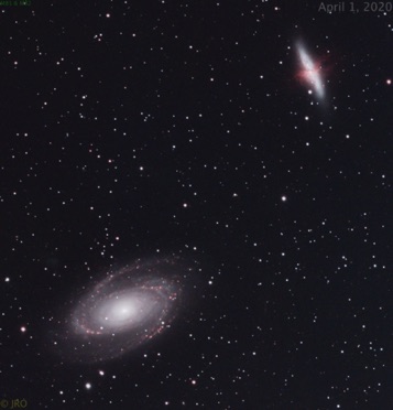 M81 & M82  4-1-20  177 x 120s 11" RASA w/ lEnh filter w/ ASI533MC Pro on MX+