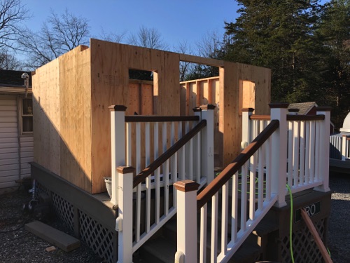 plywood on all 4 walls