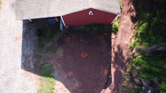 Laid out the new deck, marked for holes for footings and pier. 