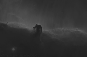 Horsehead nebula starless in Ha January - March 2023.  7.25 hours, 14" RC with ASI6200MM and 3nm Ha Chroma filter on an MX+ mount