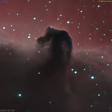 HorseHead Crop HOO 20180205 61mins Ha data + 85mins OIII data Atik One 9.0 on RASA