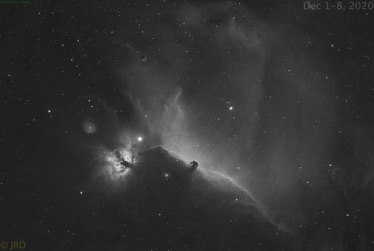 IC434-Ha-wide  Dec 1-8, 2020  4 hours Ha processed in Pixinsight. ASI294MM Pro w/ Antila 3.5nm filters on FSQ85/MX+
