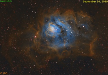 Lagoon in SHO  9/22-24/2019 2.2 hours ZWO ASI1600 / RASA / MX+