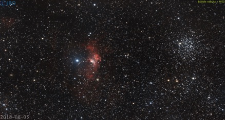 Bubble and M52   8/5/2018  28 x 90sec subs  QHY367c / RASA / CGEPro