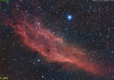 California nebula  4 x panel mosaic 384x30sec subs 10/27/19 & 11/1/19  ASI294C / RASA on MX+