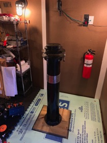 My Frankenstein SkyShed Pier.  I'm happy I am using this again and even though it is only attached to the floor (no concrete pier) since I am remote most of the time, it seems to be working well.  Update 10/28/19.  I have wobble so I am redoing the attachment to the floor since I can't pour a pier at this point.